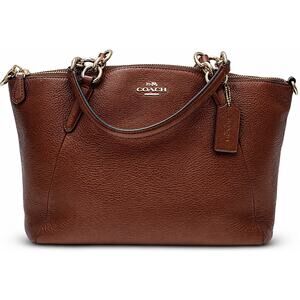 Coach Saddle Leather Brown Pebbled Satchel Shoulder Bag Tote Purse Handbag Y2K